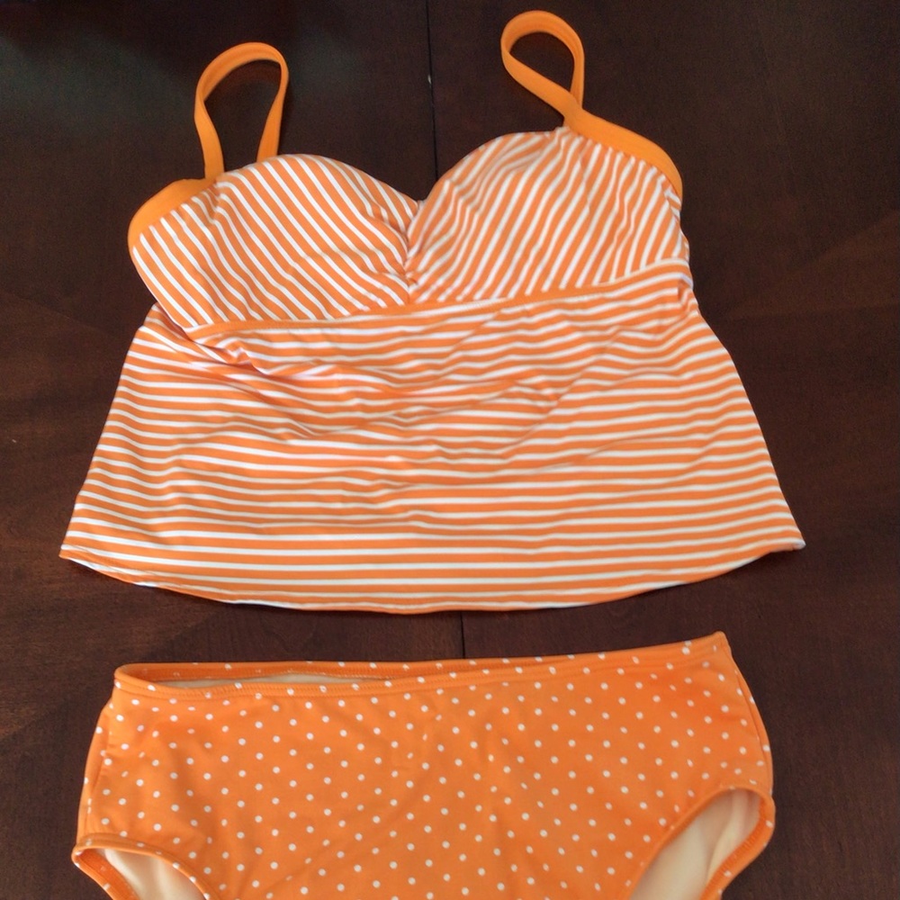 Tankini, orange and white